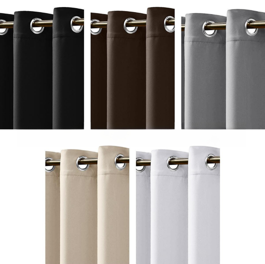 Solid gray outdoor curtain panels with grommet tops hanging from a white pergola on a sunny patio. - Image 9
