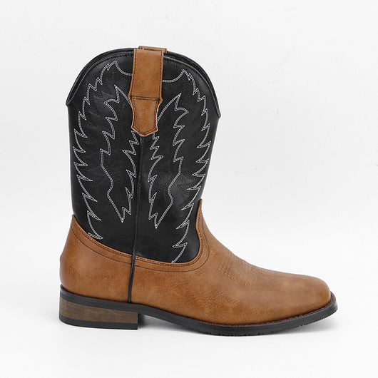 Botas Motociclista Western de Cuero Denim con Punta Cuadrada para Hombre - Image 24
