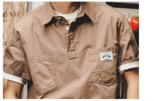 Camiseta de Trabajo Holgada en Colores Sólidos para Hombre - Image 9