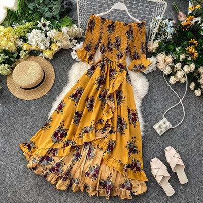 Vestido de Resort con Hombros Descubiertos y Volantes Irregulares - Image 27
