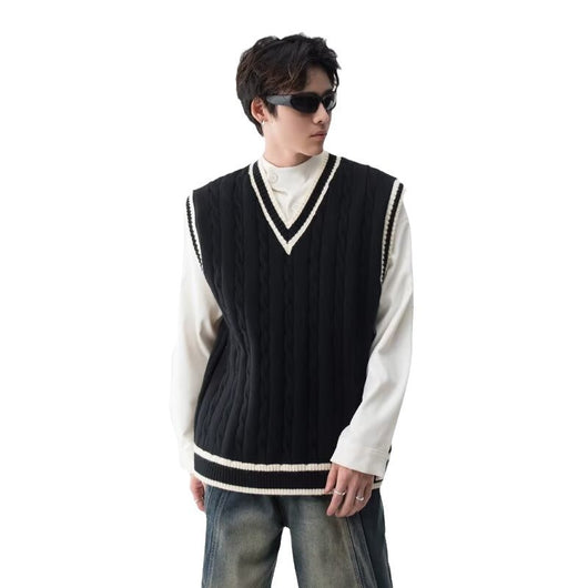 Chaleco Tejido Cuello V Estilo British College - Image 5