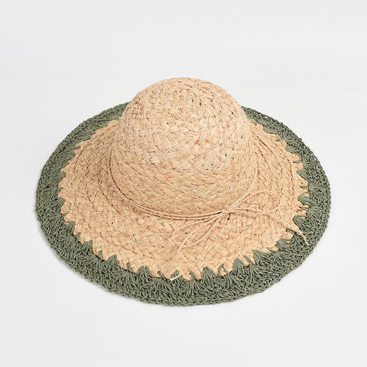 Sombrero de Rafia con Ala Ancha y Protección Solar con Ajuste de Color - Image 2