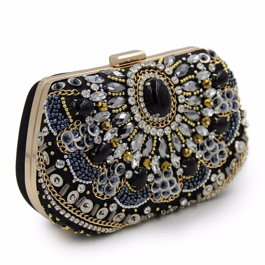 Bolso de Gala Elegante con Cristales y Diamantes Incrustados - Image 3