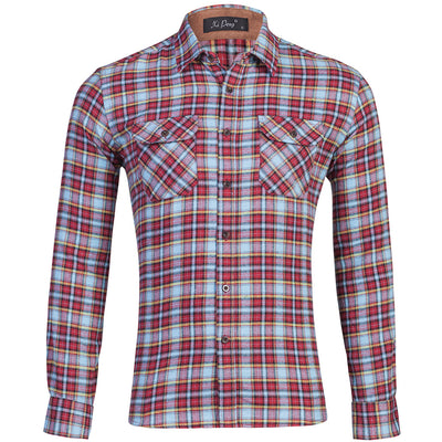 Camisa de Cuadros Doble Bolsa Manga Larga para Hombre - Image 8