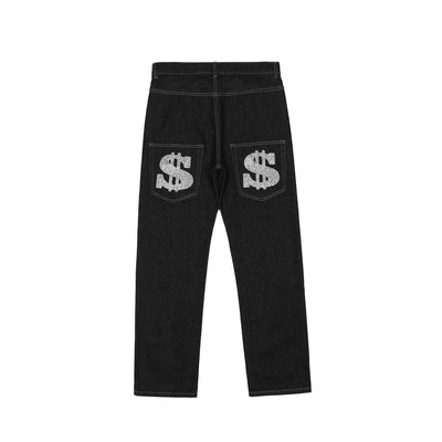 Jeans Casuales Hombre Corte Recto con Estampado de Letras - Image 3