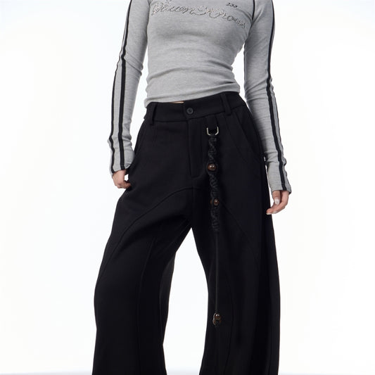Pantalón de Traje Slim Retro Americano con Efecto Drapeado