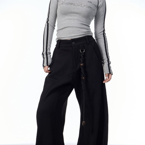 Pantalón de Traje Slim Retro Americano con Efecto Drapeado