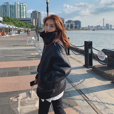 Chaqueta de Motociclista con Terciopelo Granulado y Empalmes - Image 3