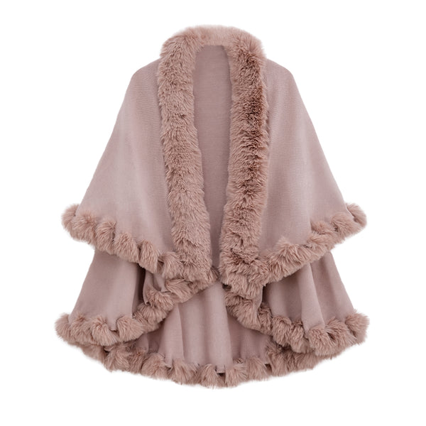 Capa y Chal de Doble Capa con Cuello de Conejo para Otoño e Invierno