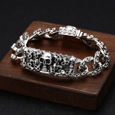 Pulsera de Plata S925 Estilo Hip Hop con Diseño de Vid Eterna y Nariz de Cerdo Personalizable para Hombre - Image 4