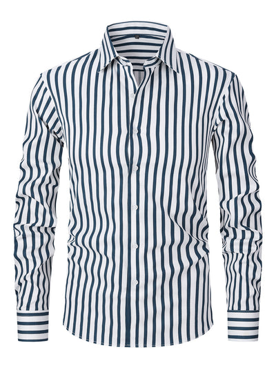 Camisa de Manga Larga en Seda de Hielo con Rayas Coordinadas - Image 7