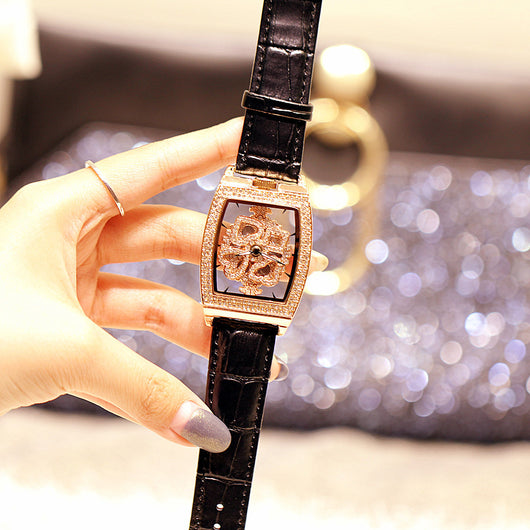 Reloj Elegante para Mujer Resistente al Agua con Diamantes y Flores - Image 2
