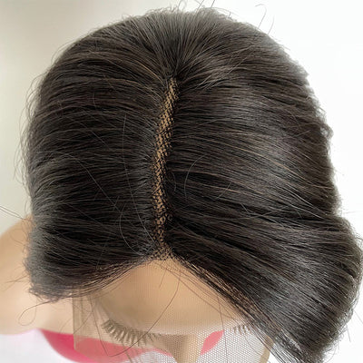 Peluca Frontal de Encaje Transparente T-Shape Tejida a Mano - Cabello Europeo y Americano - Image 5