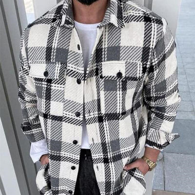 Camisa Casual para Hombre con Estampado Cuadros y Bloques de Color - Image 8