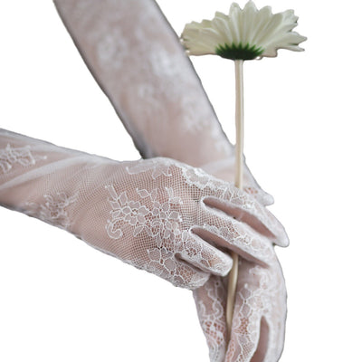 Guantes de Novia Encaje Blanco Tul Fairy para Sesión Fotográfica - Image 5