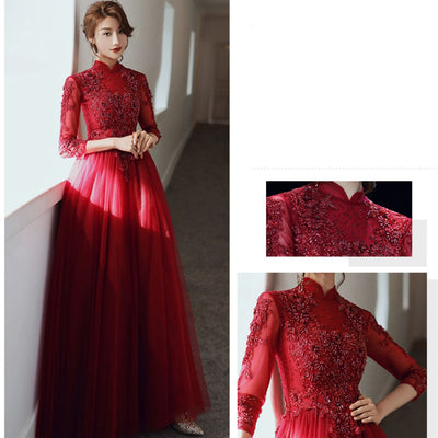 Blusa de Manga Larga Vino para Banquetes y Eventos - Image 12