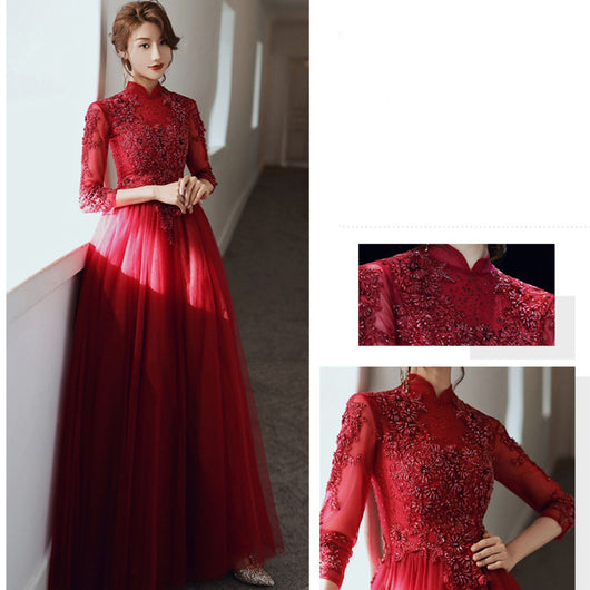 Blusa de Manga Larga Vino para Banquetes y Eventos - Image 12