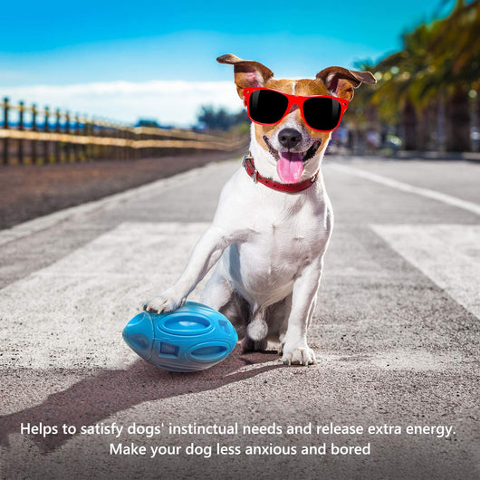 Orange rubber dog toy shaped like a rugby ball with hollowed-out sections, designed for wear-resistant chewing. - Image 5