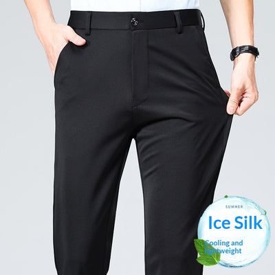 Pantalones Casuales Ejecutivos Slim Fit Ice Silk Antirruga para Hombre - Image 3