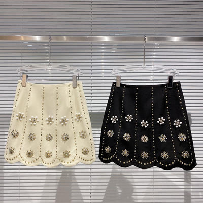Falda A-line con Flores de Cristal 3D y Degradado de Brillantes - Image 7