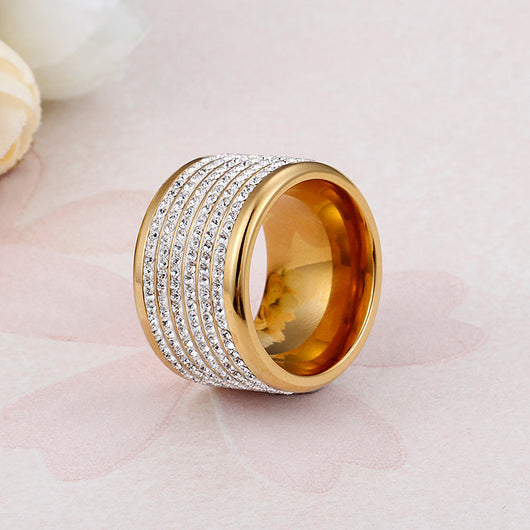 Anillo de Circones Brillantes con Cuatro Filas - Diseño Exagerado Europeo y Americano - Image 3