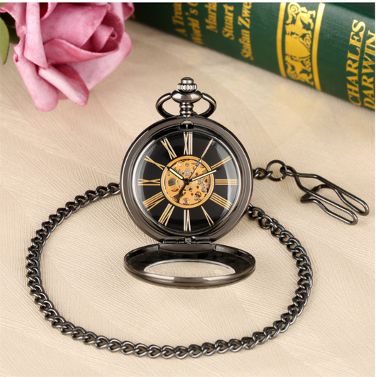 Reloj de Bolsillo Mecánico Automático con Lupa Grabada y Tapa Transparente - Image 10