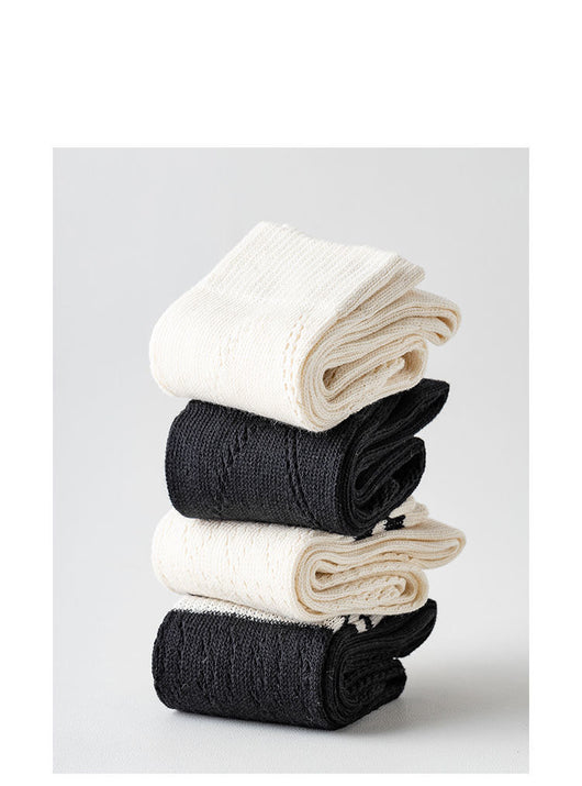 Calcetines JK Estilo Japonés Hueco Negro y Blanco con Relleno Suave - Image 9