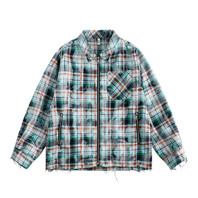 Camisa de Cuadros Desgastada de Manga Larga para Hombre - Image 3