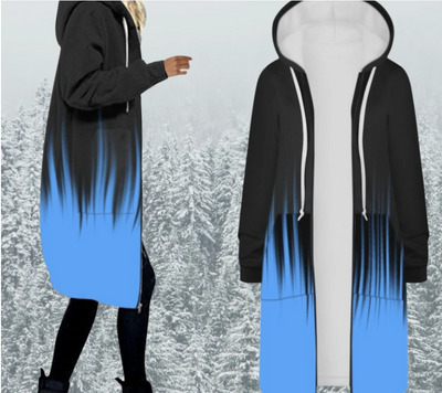 Gabardina Larga Estampada con Capucha para Mujer - Image 9