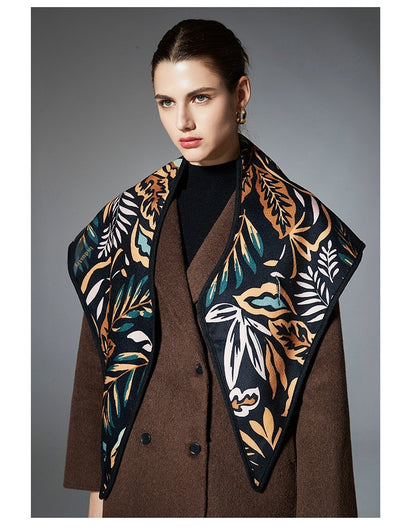 Chal Triangular Jacquard Hojas de Otoño Estilo Europeo - Image 10