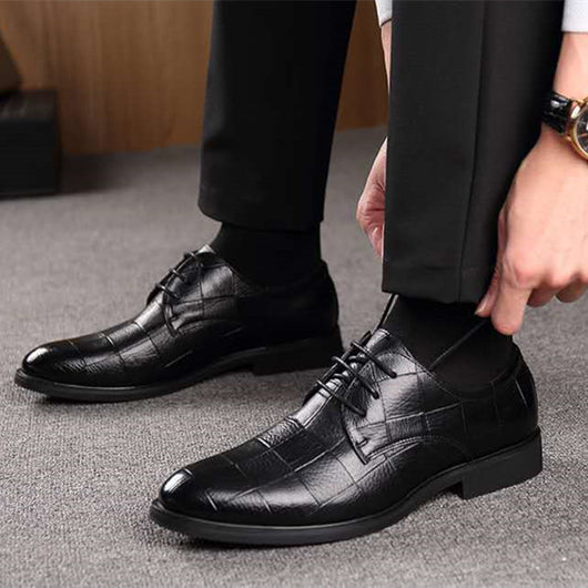 Zapatos Casuales Ejecutivos con Cordones Estilo Coreano Respirable Negro