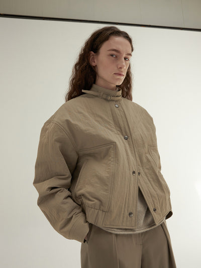 Chaqueta Acolchada Mujer Cuello Redondo con Botones - Image 8