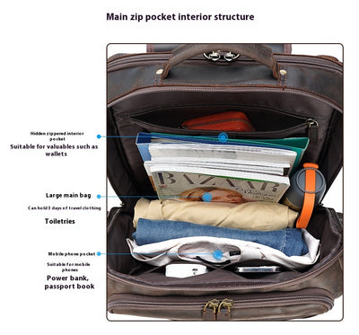 Mochila de Cuero Genuino para Viajes y Trabajo - Capacidad Grande 17 Pulgadas - Image 9