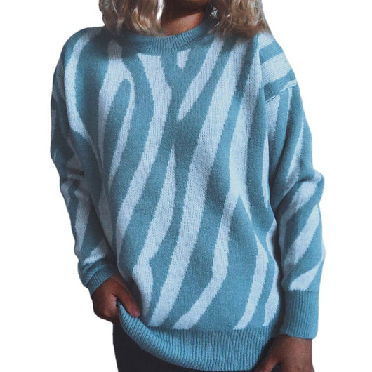 Suéter de Cuello Redondo con Rayas para Otoño e Invierno - Image 11