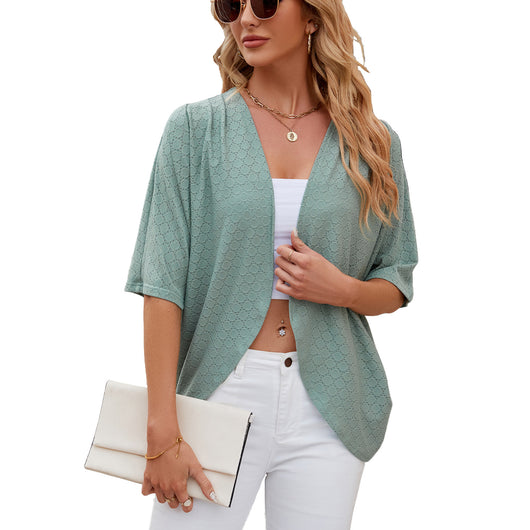 Cardigan Tejido de Manga Corta para Oficina - Image 3