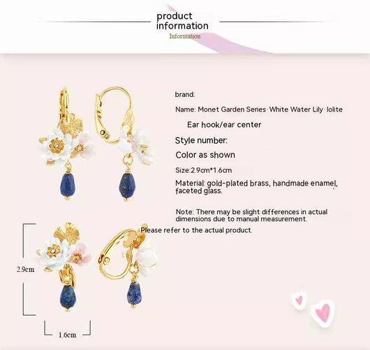 Aretes Vintage Jardín Monet Flores Esmaltadas para Mujer - Image 5