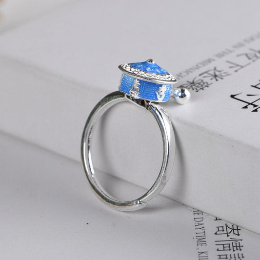 Anillo de Plata con Cloisonné Azul y Mantra de Seis Caracteres - Image 2