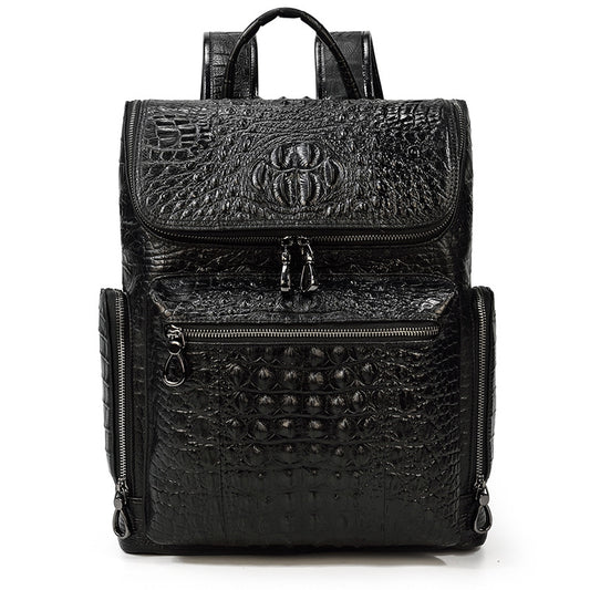 Mochila de Cuero Genuino con Patrón Texturizado