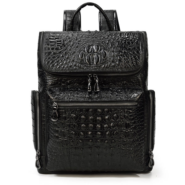 Mochila de Cuero Genuino con Patrón Texturizado