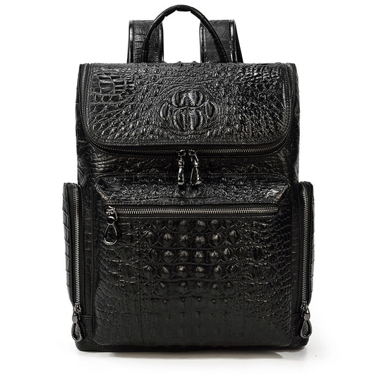 Mochila de Cuero Genuino con Patrón Texturizado