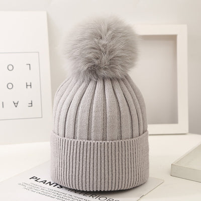 Gorro Tejido Infantil con Pompón de Pelaje de Zorro - Image 19