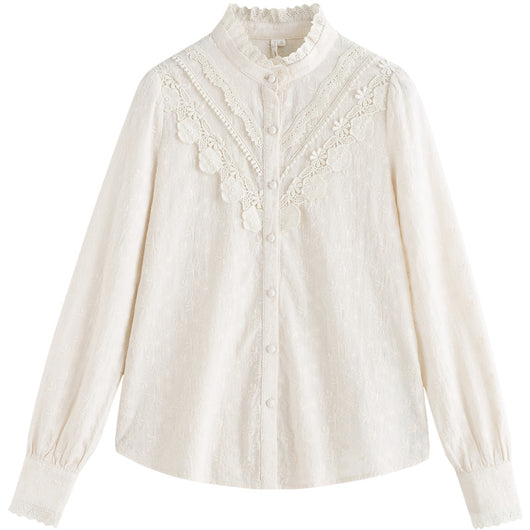 Blusa de Encaje Manga Larga Elegante Ajustada Efecto Adelgazante - Image 2