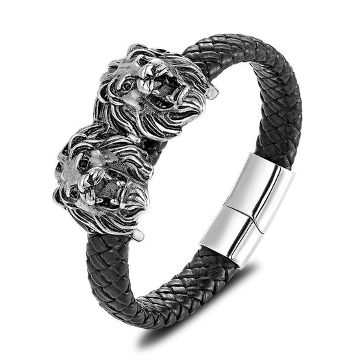 Pulsera de Cuero Negro con Acero Titanio - Joyería Masculina Elegante - Image 3