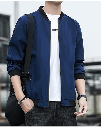 Chaqueta Hombre Primavera Otoño Cuello Alto Diseño Liso - Image 30