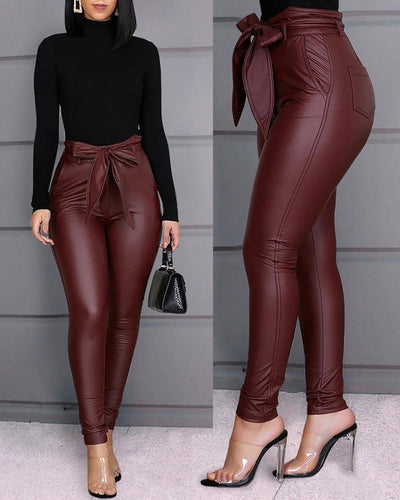 Pantalones de Cuero PU Casual - Estilo Moderno y Versátil - Image 8