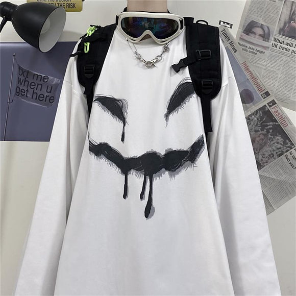 Camiseta Harajuku Estampada de Manga Longa Unissex