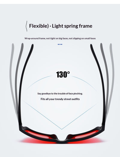 Black frame blue light blocking glasses with orange lenses and 're sleep' logo on the temple. - Image 5