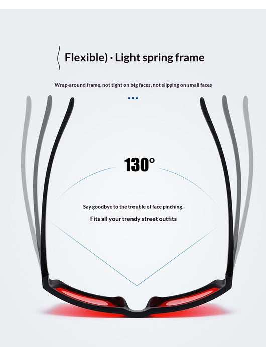 Black frame blue light blocking glasses with orange lenses and 're sleep' logo on the temple. - Image 5