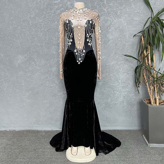 Vestido de Noche Ajustado con Diamantes y Borlas Brillantes - Image 7