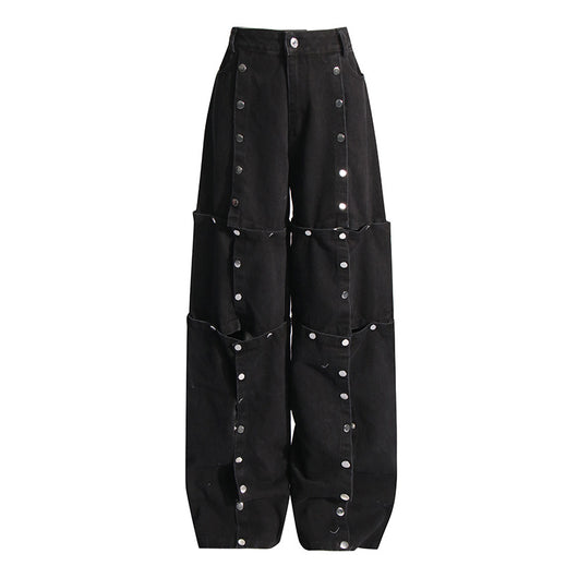 Jeans Talle Alto Irregular con Botones Desmontables - Image 6